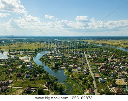 Countryside View From The Air Top View Of The River, Aerial View Of The Forest.landscape Of Nature O