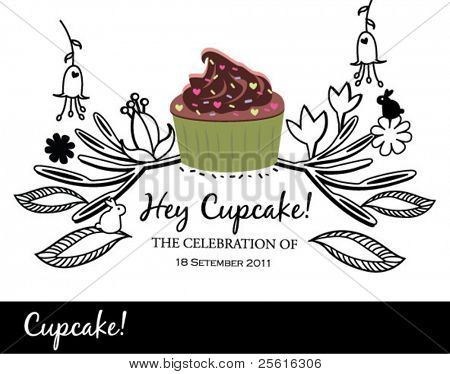 Aranyos vektor cupcake