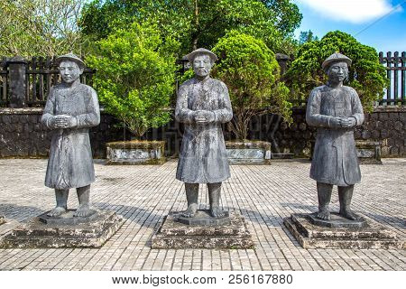 Tomb Of Khai Dinh With Manadarin Hnour Guard In Hue, Vietnam In A Summer Day