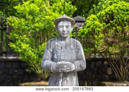 Tomb Of Khai Dinh With Manadarin Hnour Guard In Hue, Vietnam In A Summer Day