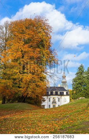 Golden Autumn Park Near Charlottenlund Palace, North Of Copenhagen