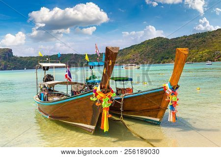 Traditional Thai Boat On Phi Phi Don