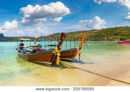 Traditional Thai Boat On Phi Phi Don