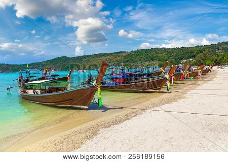 Traditional Thai Boat On Phi Phi Don