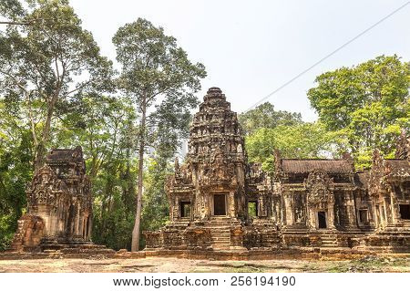 Thommanon Temple Ruins Is Khmer Ancient Temple In Complex Angkor Wat In Siem Reap, Cambodia In A Sum