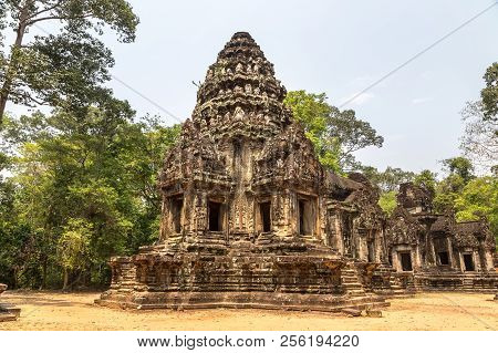 Thommanon Temple Ruins Is Khmer Ancient Temple In Complex Angkor Wat In Siem Reap, Cambodia In A Sum