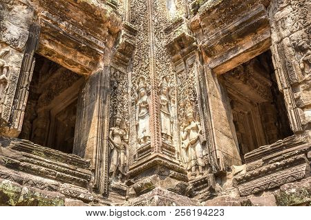 Thommanon Temple Ruins Is Khmer Ancient Temple In Complex Angkor Wat In Siem Reap, Cambodia In A Sum
