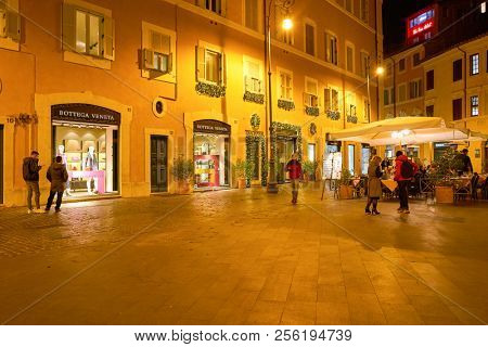 ROME, ITALY - CIRCA NOVEMBER, 2017: Bottega Veneta store in Rome. Bottega Veneta is an Italian luxury goods and high fashion brand.