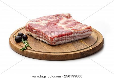 Piece Of Smoled Pork Meat Over White Background, With Paths
