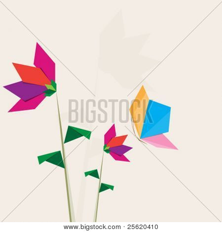 フラットの花と蝶の図