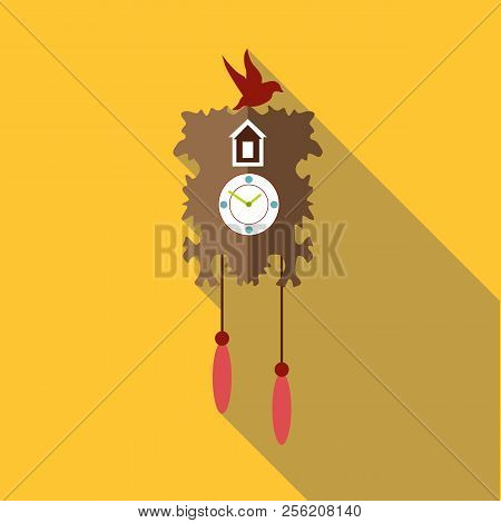 Wall Cuckoo Clock Icon. Flat Illustration Of Wall Cuckoo Clock Icon For Web
