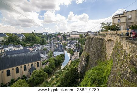 Luxembourg, Grand Duchy Of Luxembourg - July 06, 2018: Neumunster Abbey In The Lower City In Luxembo