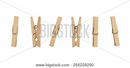 Set Of Decorative Clothespins Isolated On White