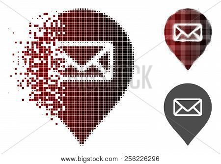 Post Office Marker Icon In Sparkle, Pixelated Halftone And Undamaged Solid Variants. Pieces Are Comp
