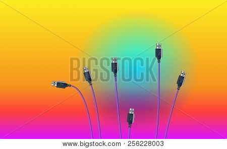 Creative Orange Usb Gradient Background. Vector Art Illustration Template. For Presentation, Layout,