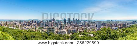 Panoramic Skyline View From Mount Royal Hill At The Montreal City - Canada