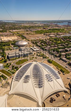 Montreal, Canada - June 22,2018 - View From The Olymic Stadium Tower In Montreal. Games Of The Xxi O