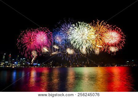 Australia Day 2018 Colorful Fireworks - Perth City