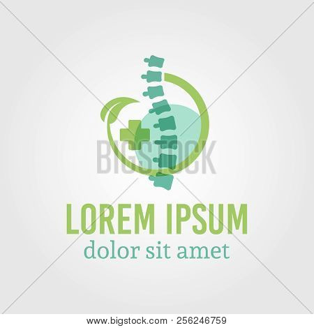 Spine Diagnostic Center Isolated Vector Logo Template With Sample Text, Orthopedic Symbol