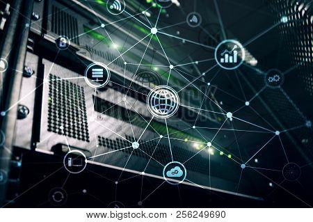 Ict - Information And Telecommunication Technology And Iot - Internet Of Things Concepts. Diagrams W