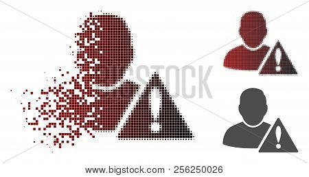 User Error Icon In Sparkle, Pixelated Halftone And Undamaged Whole Versions. Particles Are Combined 