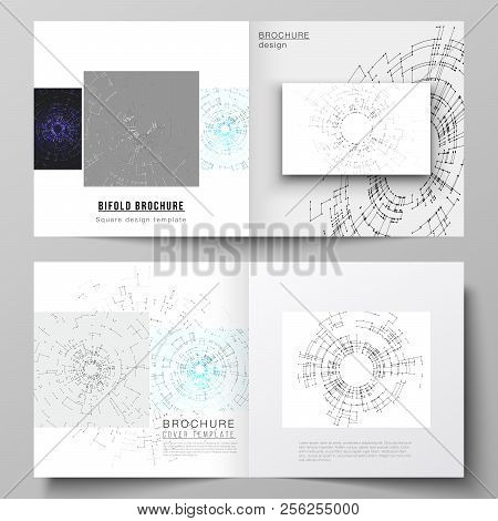 The Vector Layout Of Two Cover Templates For Square Design Bifold Brochure, Magazine, Flyer, Booklet