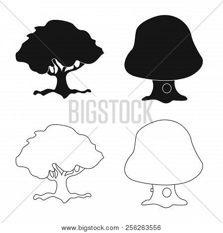 Vector Design Of Tree And Nature Icon. Set Of Tree And Crown Stock Vector Illustration.