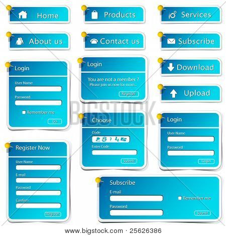 illustrazione della serie di modello di modulo web in stile adesivo