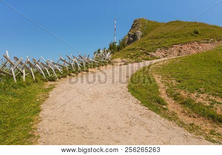 Summit Of Mt. Rigi In Switzerland In Summer. The Rigi Is A Popular Tourist Destination, Accessible B