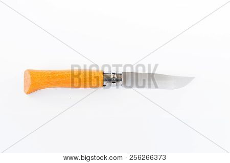 A Knife In The Center Of The Frame. French Knife. Kitchen Knife.