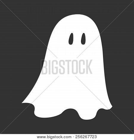 White Bedsheet Ghost Silhouette On Black Background. Vector.