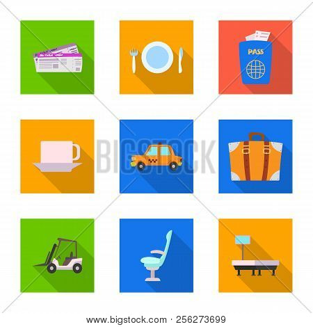 Vector Illustration Of Airport And Airplane Symbol. Set Of Airport And Plane Stock Symbol For Web.