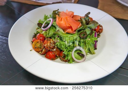 Fish Salad Or Salmon Salad With Vegetable