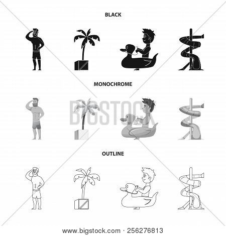 Vector Illustration Of Pool And Swimming Sign. Collection Of Pool And Activity Stock Vector Illustra
