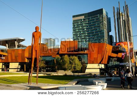 Perth, Australia - July 11, 2018: Cityscape Of Commercial Buildings & Newly Built Yagan Square