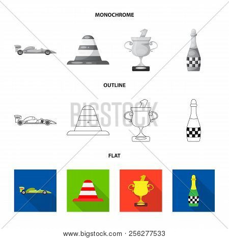 Isolated Object Of Car And Rally Sign. Collection Of Car And Race Vector Icon For Stock.