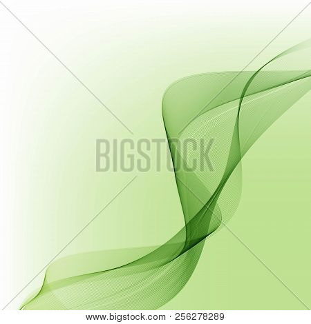 Green Abstract Wave. Vector Layout For Advertising. Logo Symbol