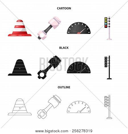 Isolated Object Of Car And Rally Sign. Set Of Car And Race Stock Symbol For Web.