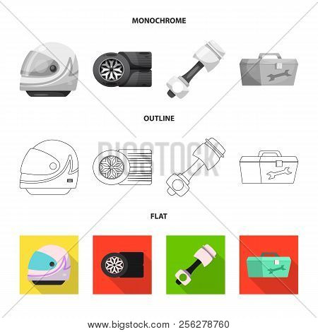 Vector Illustration Of Car And Rally Logo. Set Of Car And Race Stock Symbol For Web.