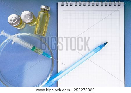 Medical Supplies, Doping, Drugs In Glass Containers And Plastic Tubes For Blood Collection For Tests