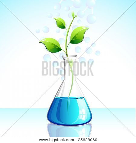 illustration af plantedyrkning i laboratorieudstyr