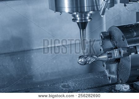 The 3-axis Cnc Milling Machine Or Machining Center Attach The Rotation Axis Cutting The Sample Part 