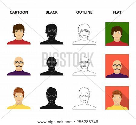 The Appearance Of The Young Guy, The Face Of A Bald Man With A Mustache In His Glasses. Face And App
