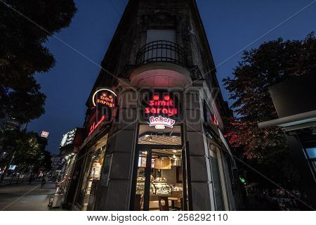 Belgrade, Serbia - August 20, 2018: Entrance Of The Simit Sarayi Of Belgrade. Recently Opened In Ser