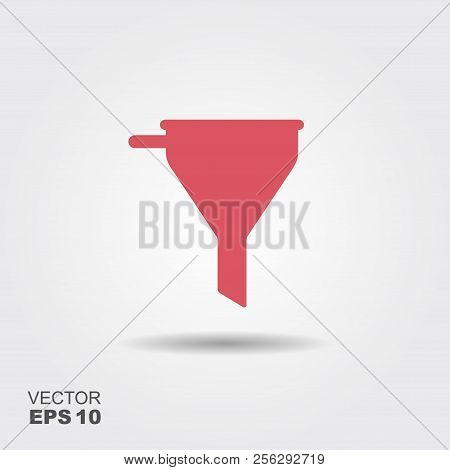 Kitchenware Funnel Flat Icon With Lshadow. Vector Illustration