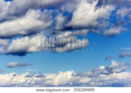 Blue Sky With White Clouds. Summer Background.