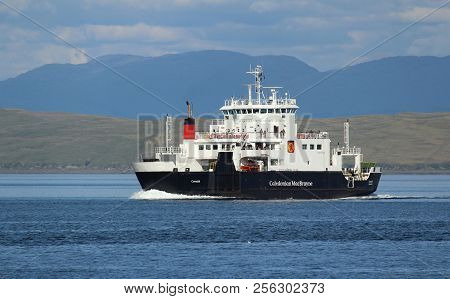 Mull, Scotland, 25 July 2018: Mv Coruisk Sailing In The Sound Of Mull. It Is A Caledonian Maritime A