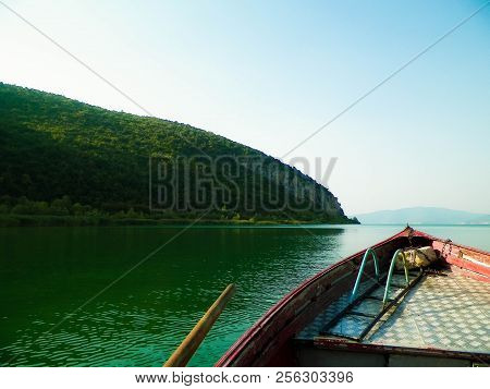 Sailing Over Lake Prespa In Galicica National Park.