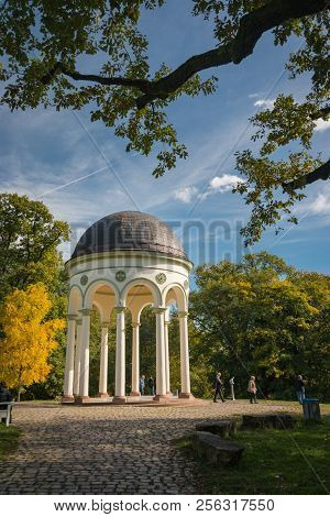Monopteros Temple At Neroberg In The German City Of Wiesbaden With Incidental People