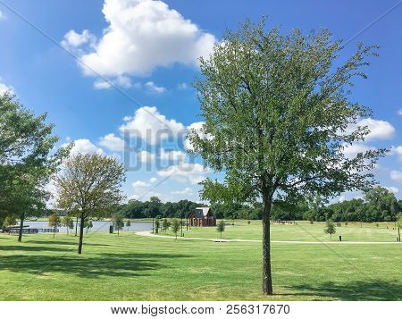 Beautiful Lakeside Park With Community Pavilion In Coppell, Texas, Usa